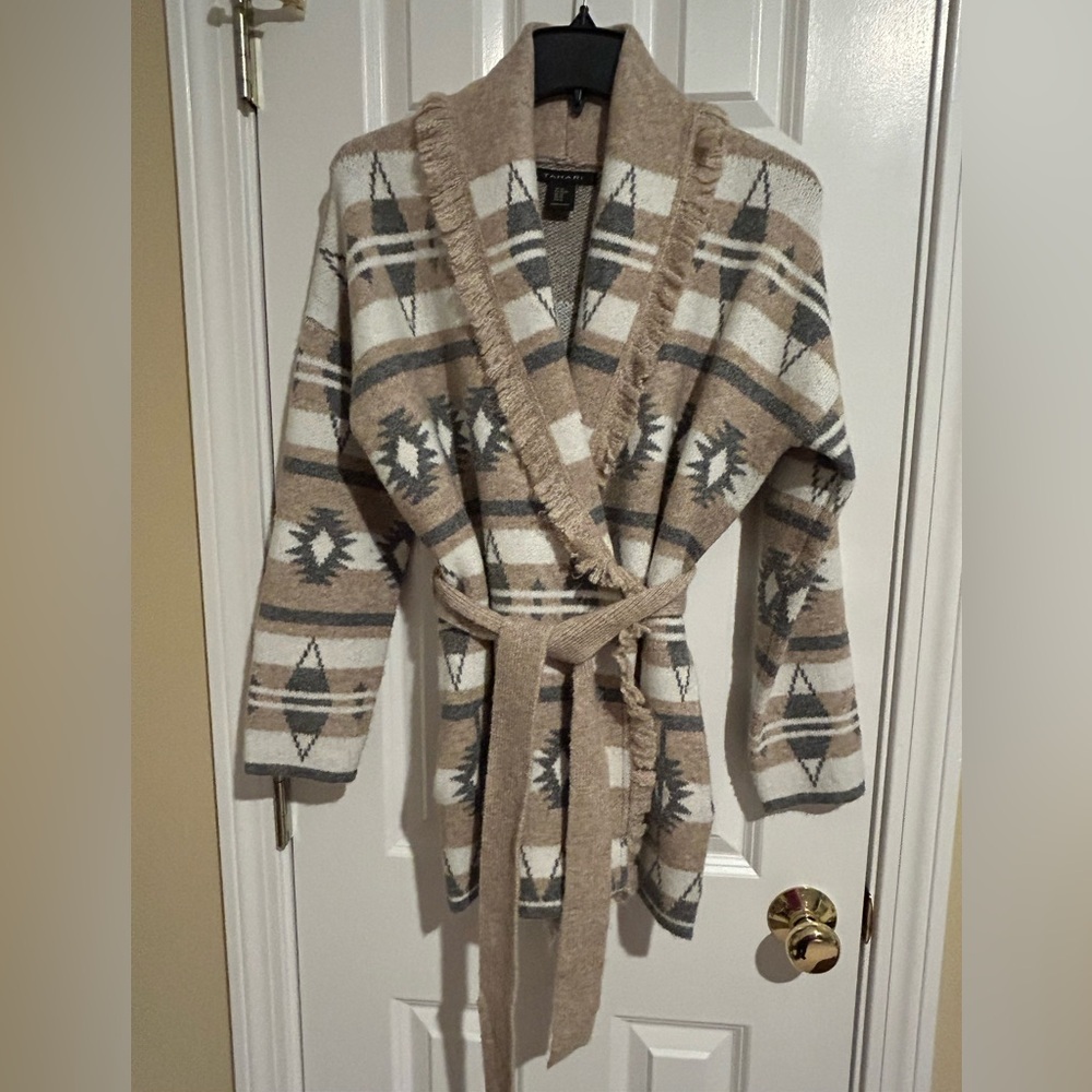 Tahari belted Aztec Cardigan